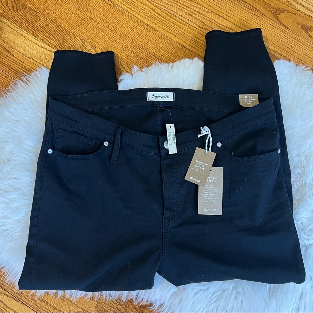 Madewell Petite 9" Mid-Rise Skinny Jeans in Lunar Wash TENCEL™ Denim Black J6550 - Picture 9 of 12